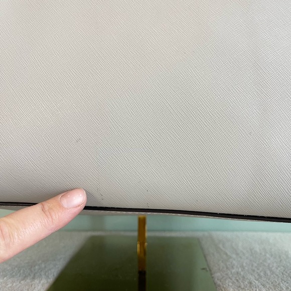 MICHAEL KORS MK Womens Shoulder Tote Bag Chain Strap Pebbled Leather Taupe - Picture 6 of 13